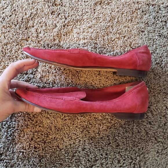 Kate Spade suede flat pointed toe loafer red leather classic 8.5 - Picture 8 of 9